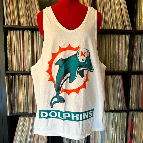 Vintage '90'S Nutmeg NFL Miami Dolphins Print Sweatshirt, Made in USA, Men's Size XL cotton black type Vintage Second Hand